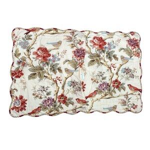 Waverly Charleston Chirp Quilted King Pillow Sham Scalloped Edge Floral
